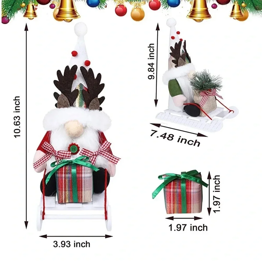 NIB! Two Christmas gnome figures on sleds